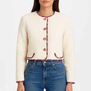 Alix of Bohemia Rowan Suri Wool Jacket Cream Alpaca Blend Boho Trim